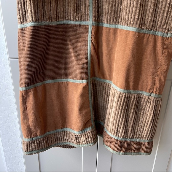 Retro Corduroy Mixed Media Earth Girl Patchwork Trench Coat Cropped Sleeve Small - Picture 12 of 14